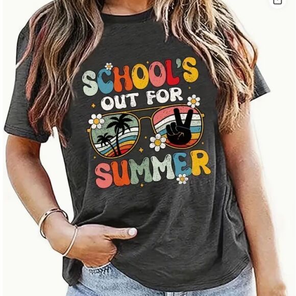 NEW! Boho Hippie Retro School's Out For The Summer T Shirt Festival Vibes Peace - Picture 1 of 4